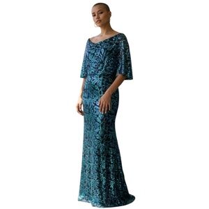 New‎ Custom Made Felicity Blue & Black Iridescent Formal Gown, Size Medium